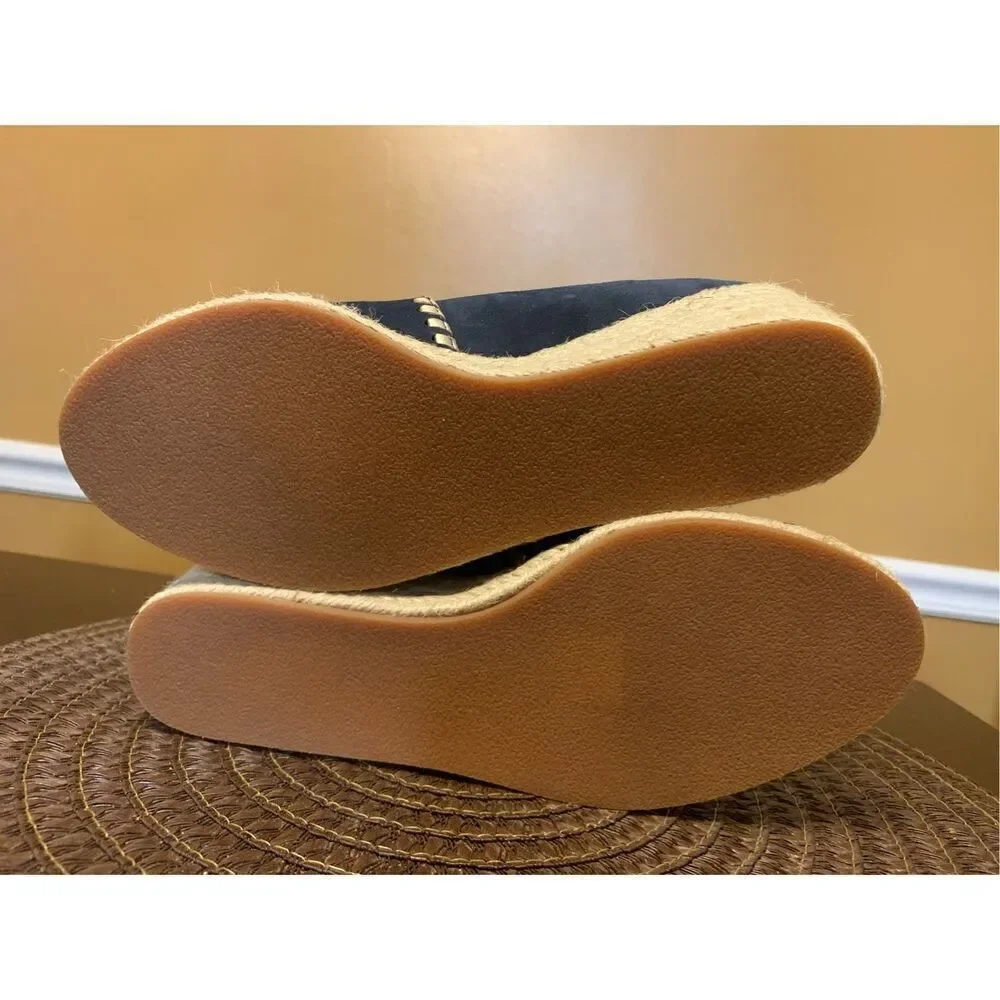 Jack Rogers Palmer Espadrille Shoes Wedge Heel Midnight Blue Suede Sz 7